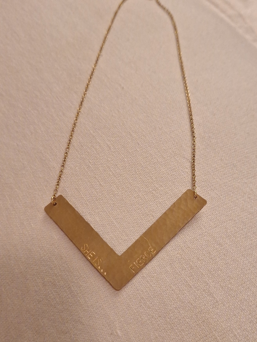 Gold V-Shaped Pendant Necklace - She Is Fierce